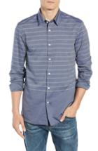 Men's Lacoste Slim Fit Wrinkle Free Stripe Poplin Sport Shirt - Blue