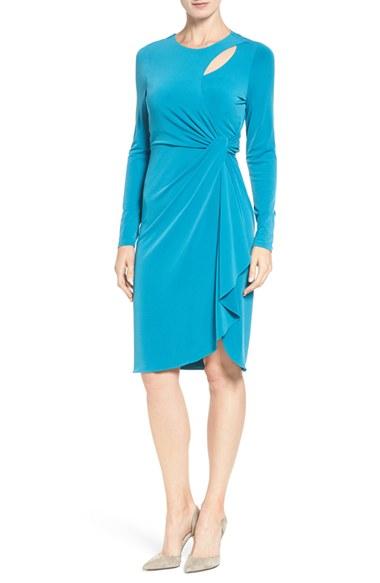 Women's Catherine Catherine Malandrino 'gordon' Faux Wrap Sheath Dress - Blue/green