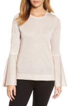 Petite Women's Vince Camuto Bell Sleeve Sweater P - White