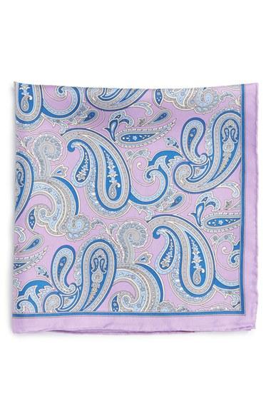 Men's Robert Talbott Paisley Silk Pocket Square, Size - Purple