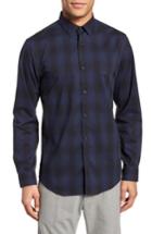 Men's Calibrate Trim Fit Plaid Sport Shirt, Size - Blue