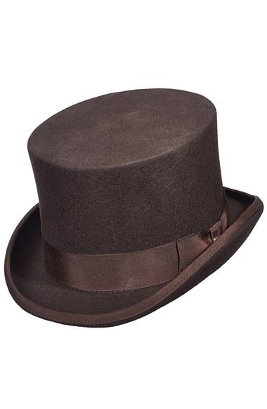 Men's Scala Wool Felt Top Hat - Brown