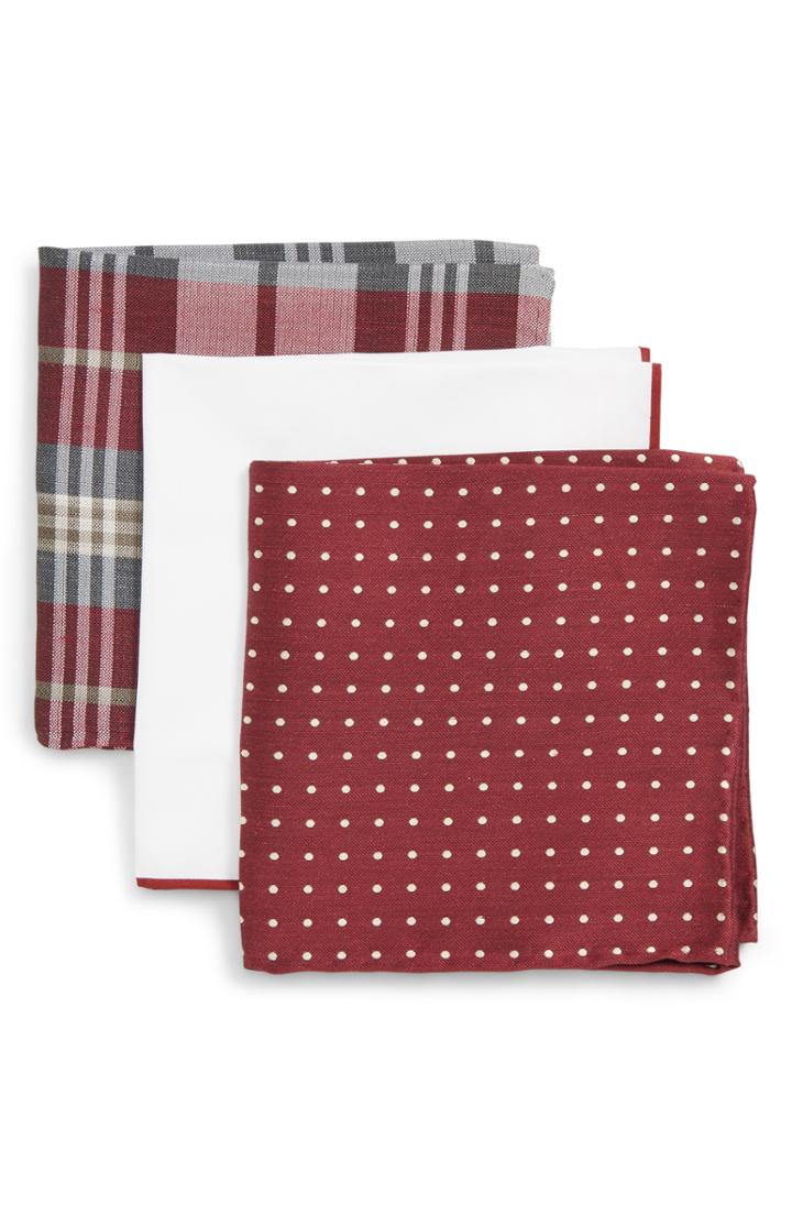 Men's The Tie Bar 3-pack Pocket Squares, Size - Burgundy
