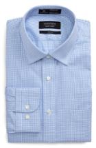 Men's Nordstrom Men's Shop Smartcare(tm) Trim Fit Houndstrooth Dress Shirt .5 - 32/33 - Blue