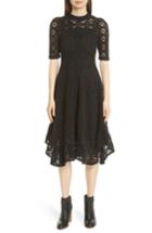 Women's See By Chloe Handkerchief Hem Crochet Midi Dress - Black