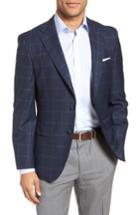 Men's Boss Jewels Classic Fit Plaid Wool Sport Coat R - Blue