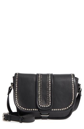 Topshop Premium Leather Studded Shoulder Bag - Black