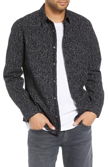 Men's Treasure & Bond Regular Fit Print Sport Shirt - Black