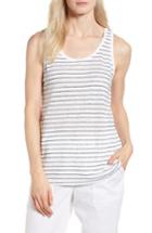 Women's Eileen Fisher Stripe Linen Tank, Size - White