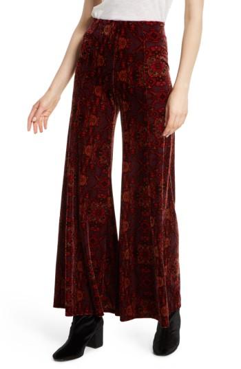 Women's Free People Lovin' Feeling Velvet Wide Leg Pants - Red