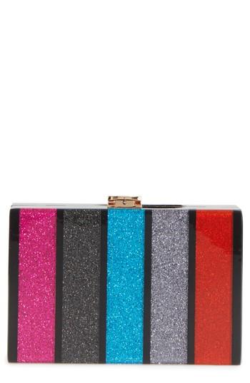 Milly Glitter Stripe Box Clutch - Black