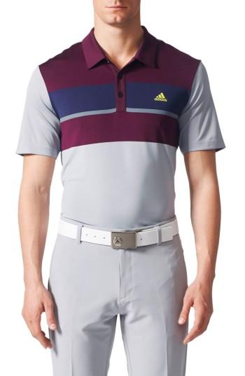 Men's Adidas Climacool Colorblocked Polo - Grey