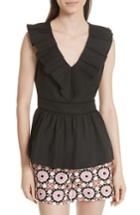 Women's Kate Spade New York Ruffle Neck Stretch Cotton Peplum Blouse