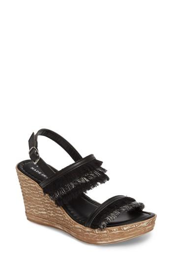 Women's Tuscany By Easy Street Zaira Wedge Espadrille Sandal M - Black
