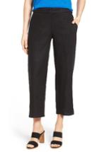 Women's Eileen Fisher Organic Linen Crop Pants, Size - Black