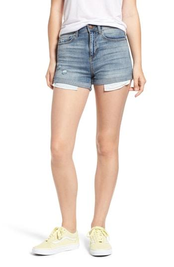 Women's Sp Black High Waist Denim Shorts - Blue