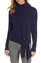 Petite Women's Halogen Tie Hem Sweater, Size P - Blue