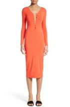 Women's T By Alexander Wang Lace-up Midi Dress - Red