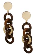 Women's Ettika Wood Ring Link Drop Earrings