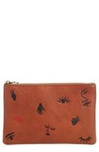 Madewell The Leather Pouch Clutch: Embroidered Icon Edition - Brown