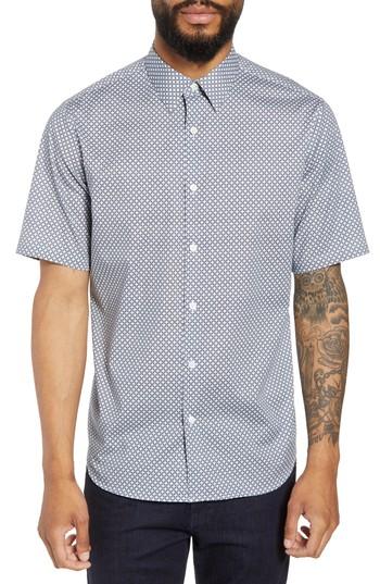 Men's Theory Menlo Halldale Slim Fit Stretch Short Sleeve Sport Shirt - White