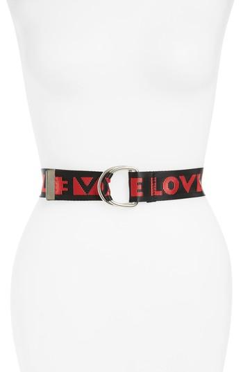 Women's Cara Love Web Slider Belt, Size - Red Black