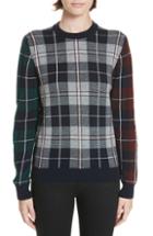 Women's & Daughter Nell Tartan Patchwork Cashmere Sweater - Blue
