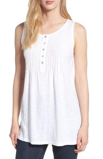 Women's Caslon Pintuck Knit Tank, Size - White