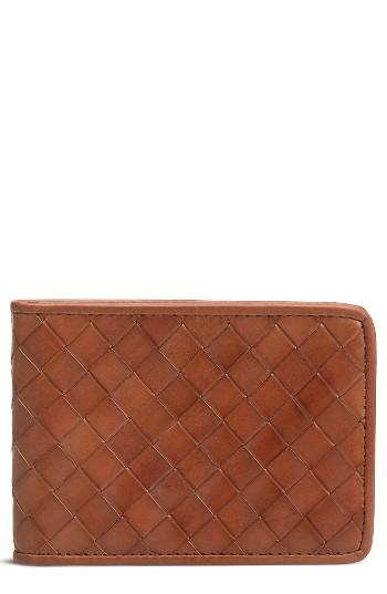 Men's Trask Woven Leather Wallet - Brown