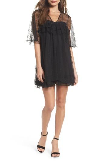 Women's Chelsea28 Mesh Dot Babydoll Dress - Black