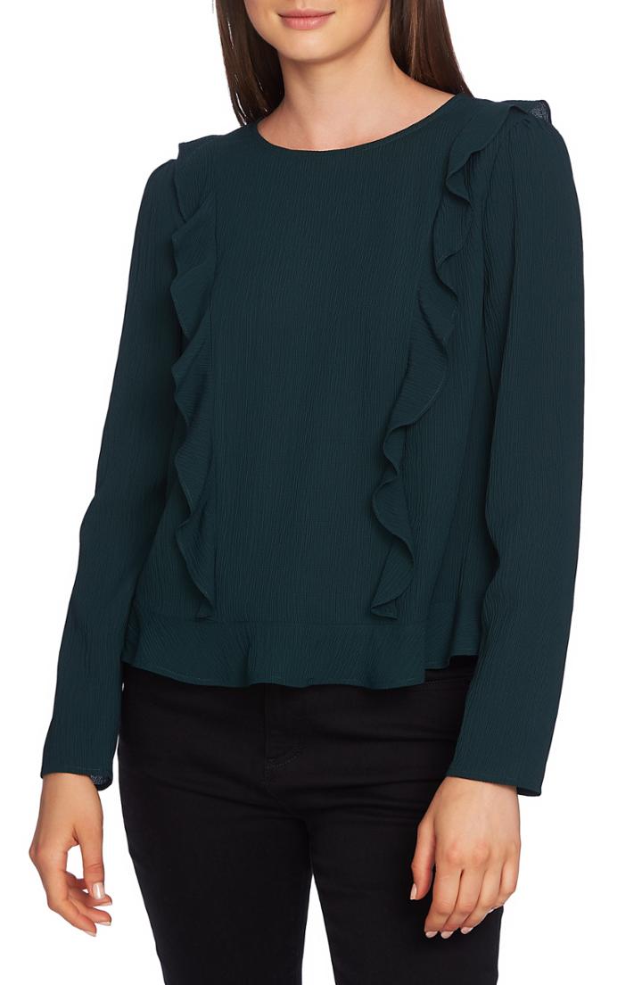 Women's 1.state Ruffle Inset Blouse - Green
