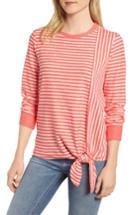 Women's Gibson Tie Front Stripe Top - Red