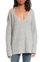 Women's Frame Oversize V-neck Sweater - Grey