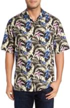 Men's Tommy Bahama Menara Garden Standard Fit Silk Camp Shirt, Size - Black