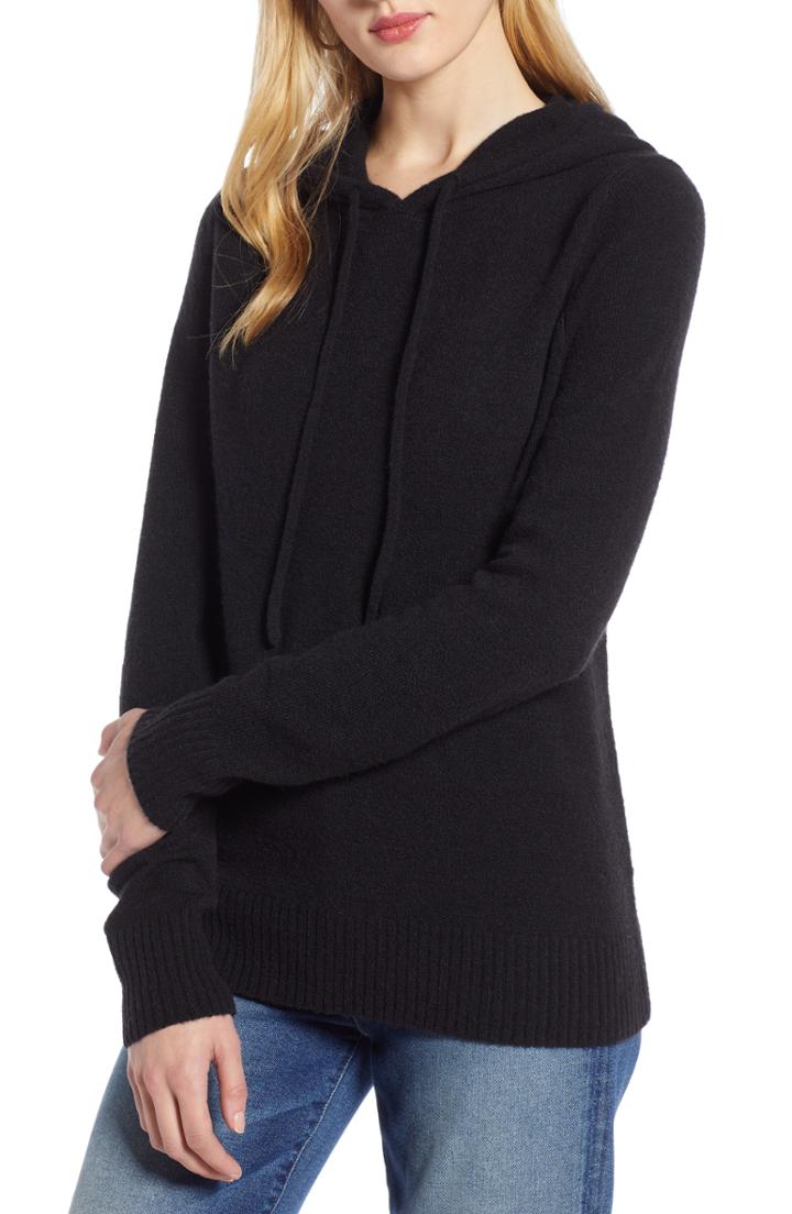 Women's Halogen Hoodie Sweater - Black