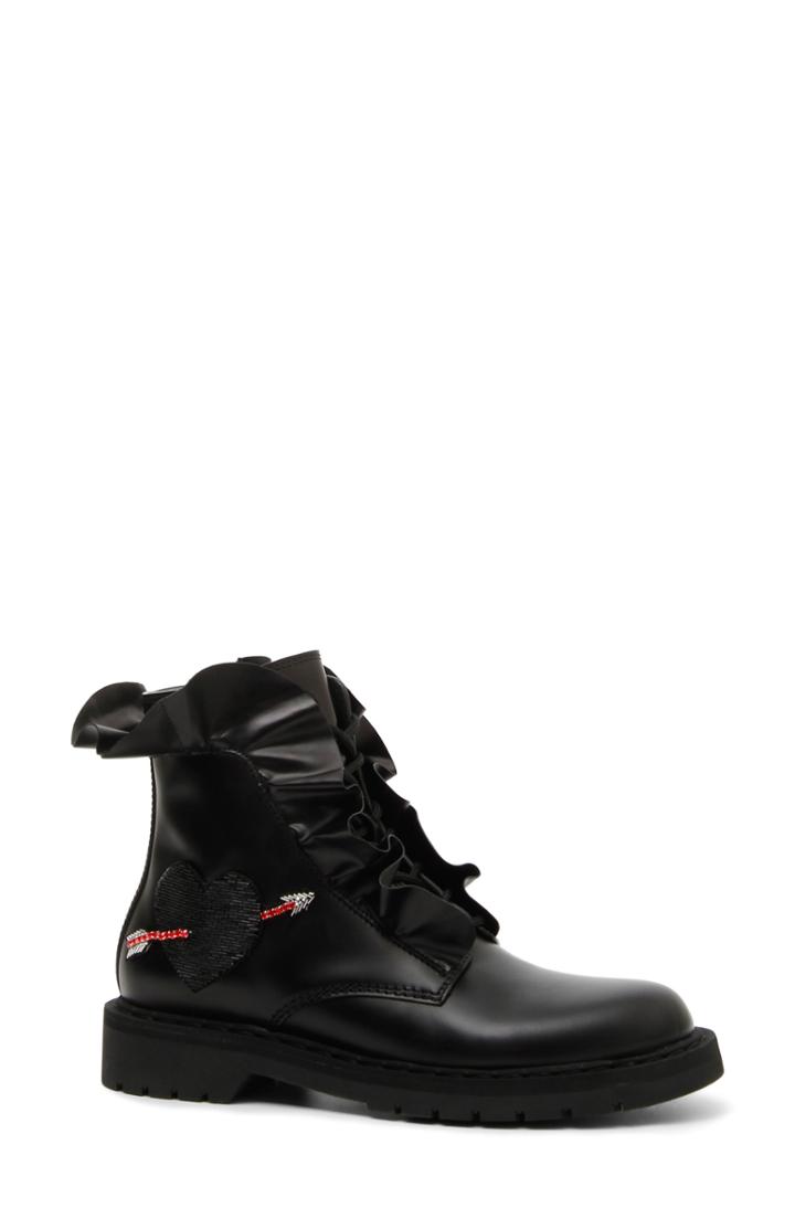 Women's Valentino Garavani Heart Ruffle Combat Boot