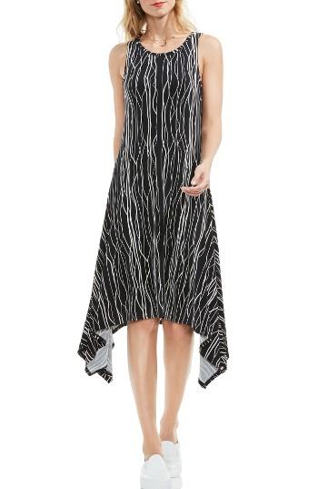 Women's Vince Camuto Electric Lines Shark Bite Hem Dress - Black