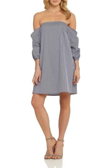 Women's Cece Brooklyn Stripe Off The Shoulder Dress - Blue
