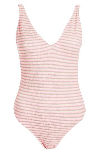 Women's Topshop Shirred One-piece Swimsuit Us (fits Like 0-2) - Pink