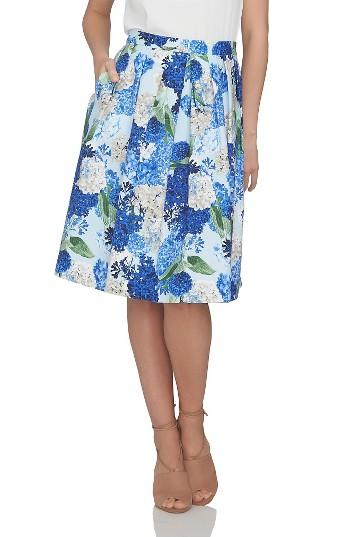 Women's Cece Hydrangea Print Pleat Skirt