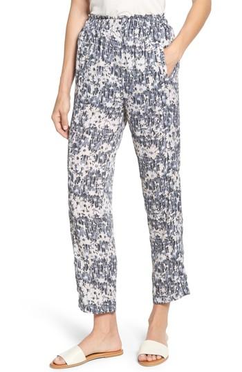 Women's Bobeau Print Pull-on Pants, Size - Blue