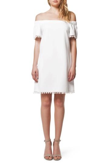 Women's Willow & Clay Pom Pom Off The Shoulder Dress - White