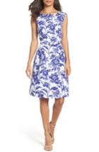 Women's Adrianna Papell Print Fit & Flare Dress - Blue