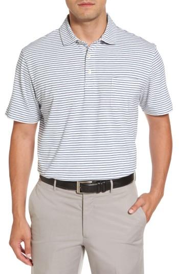 Men's Peter Millar Stratton Mountainside Stripe Jersey Polo - White