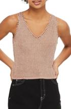 Women's Topshop Metallic Ribbed Sweater Tank Us (fits Like 0) - Metallic