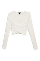 Women's Topshop Wrap Rib Crop Top Us (fits Like 0) - Ivory
