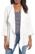 Women's Caslon Drape Front Cotton Blend Cardigan - Ivory