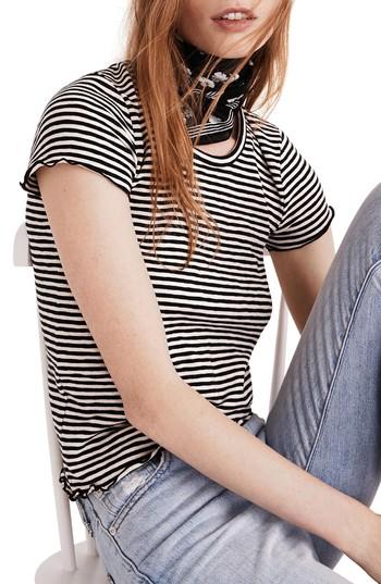 Women's Madewell Stripe Baby Tee, Size - Black