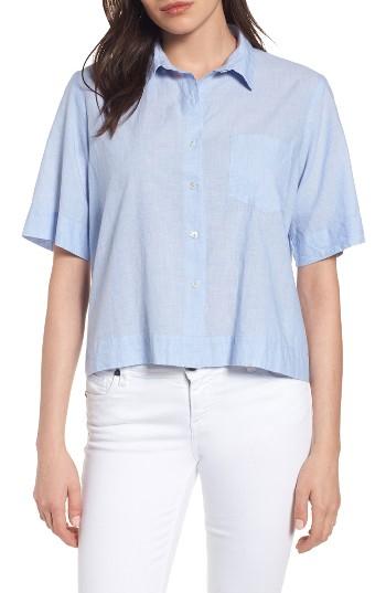 Women's Velvet By Graham & Spencer Crop Camp Shirt - Blue