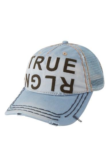 Men's True Religion Brand Jeans Denim Baseball Cap - Blue
